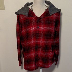 3 for $15 Wonder Nation Hooded flannel shirt, red/black/gray hood, EUC, sz M (8)